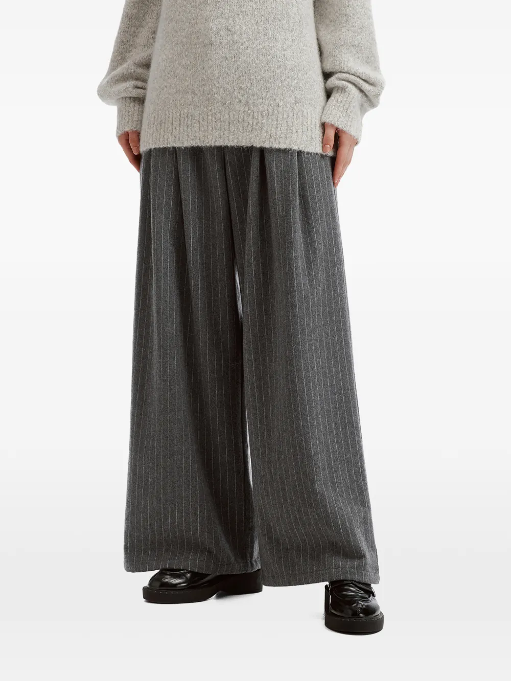 b+ab Broek met krijtstreep Grijs