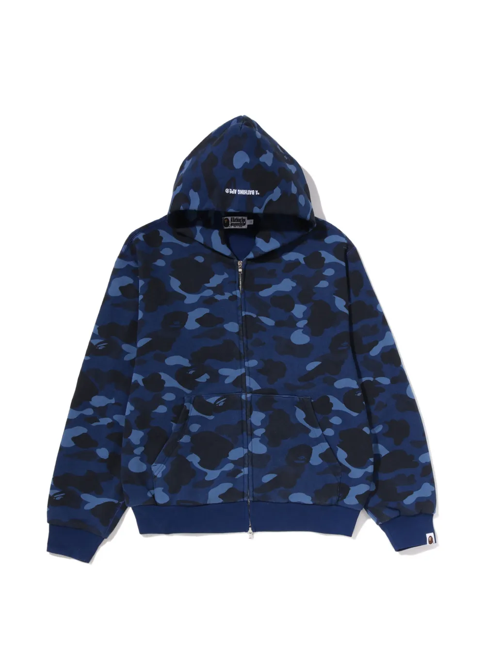A BATHING APE® color-camo heavy-washed cropped-fit zip hoodie - Blu
