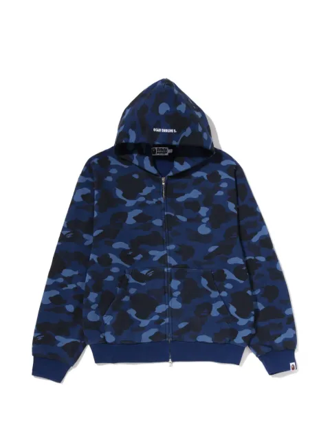 A BATHING APE® color-camo heavy-washed cropped-fit zip hoodie