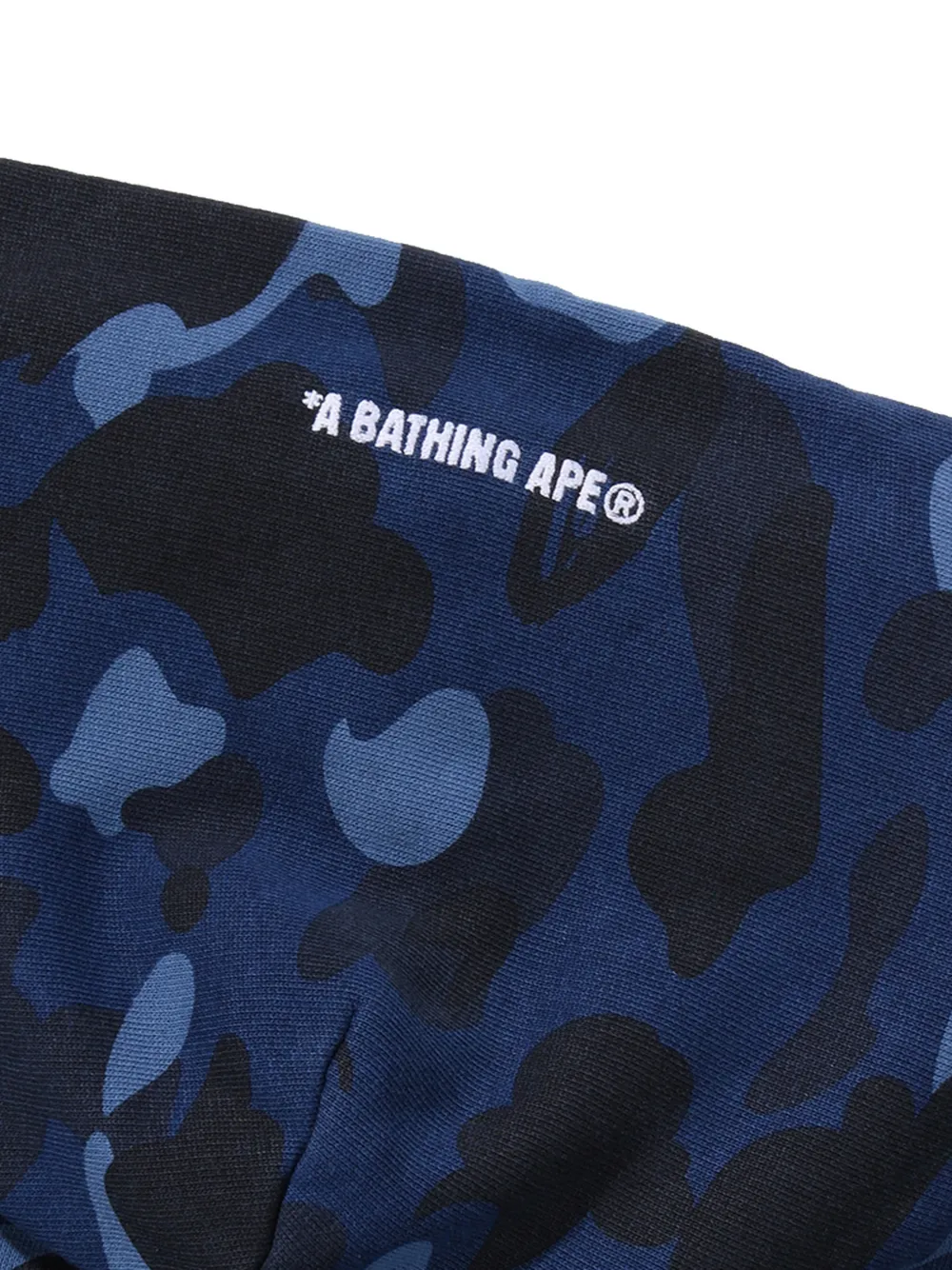A BATHING APE color-camo heavy-washed cropped-fit zip hoodie Blauw