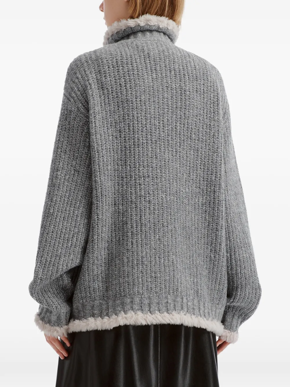 tout a coup faux-fur trim cardigan Grijs