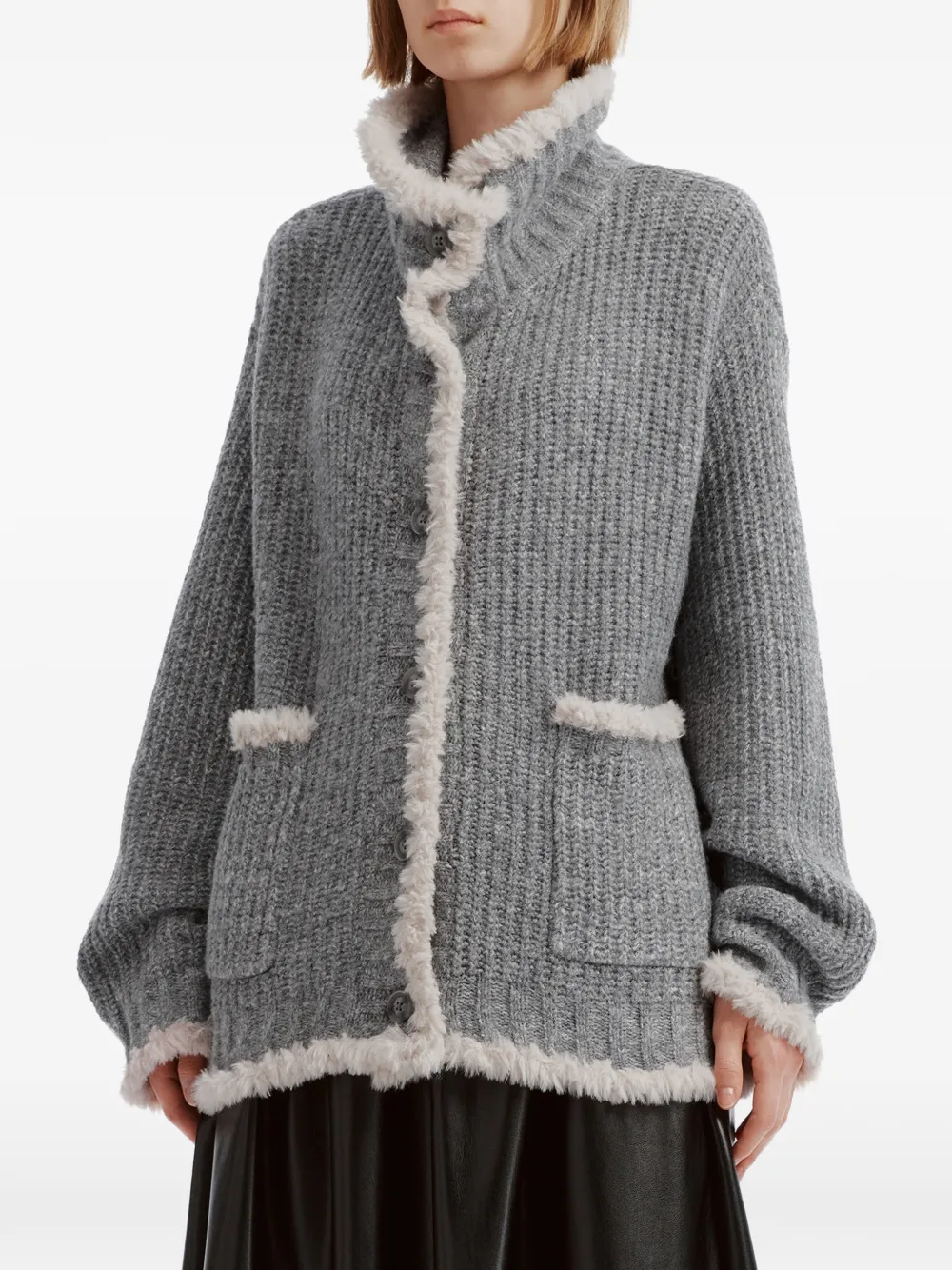 tout a coup faux-fur trim cardigan Grijs