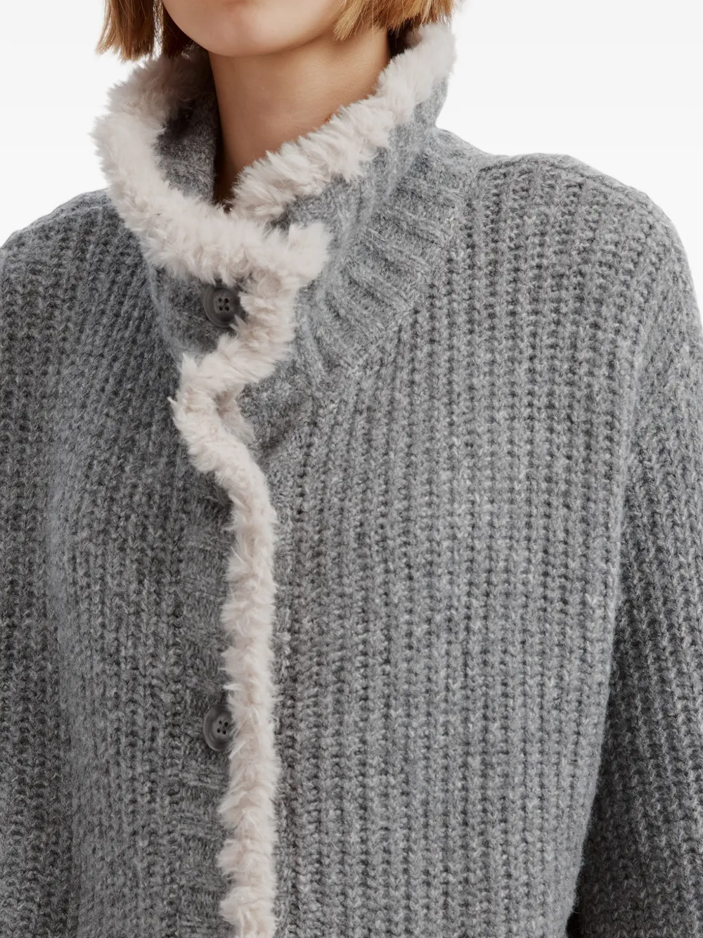 tout a coup faux-fur trim cardigan Grijs