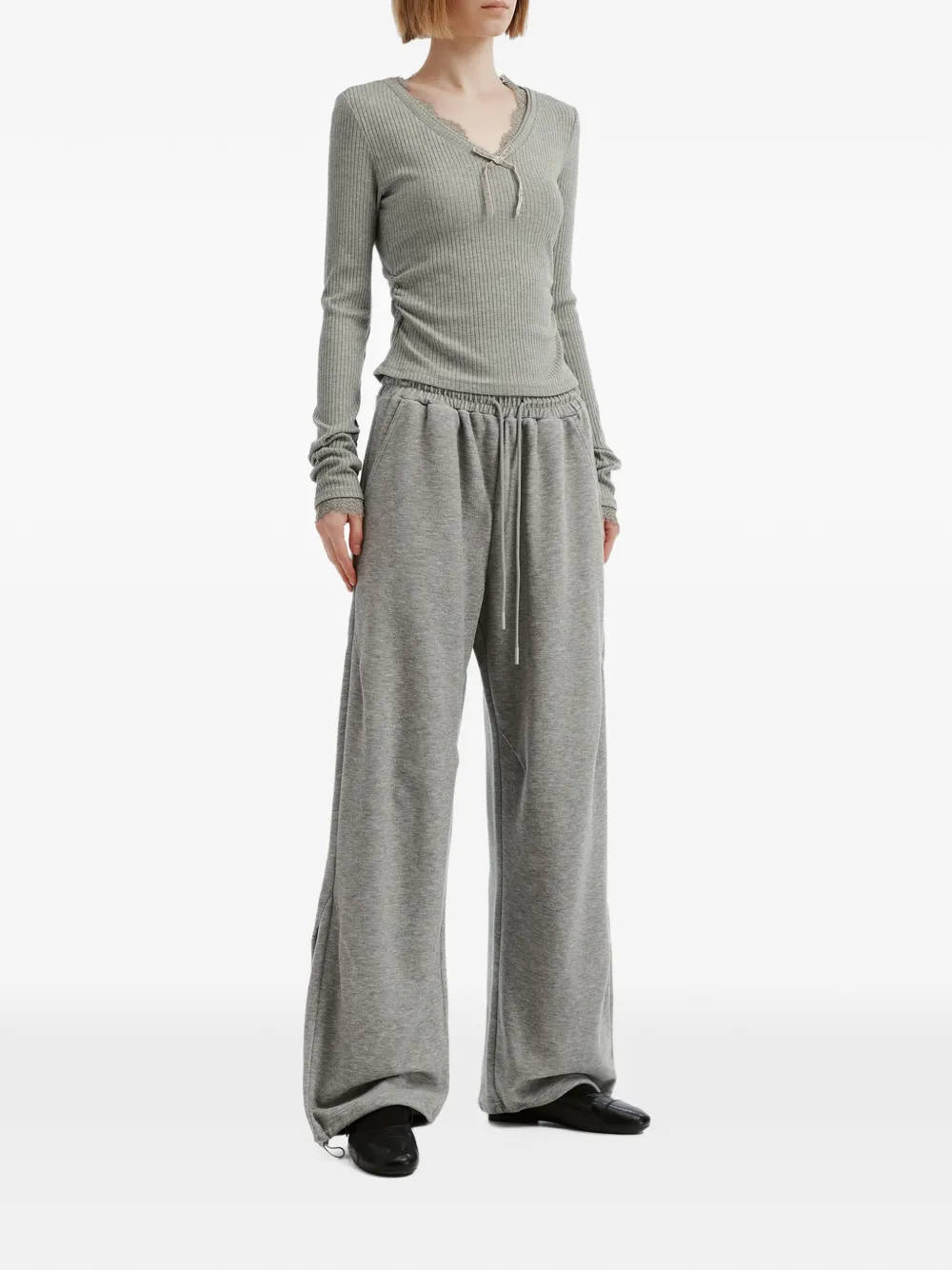 b+ab drawstring wide-leg track pants Grijs