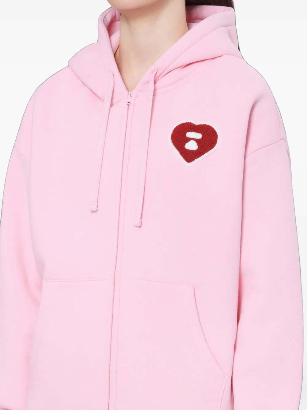APEE™ by *A BATHING APE Heart logo-patch zip-up hoodie Roze