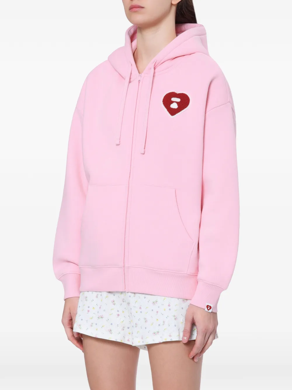 APEE™ by *A BATHING APE Heart logo-patch zip-up hoodie Roze