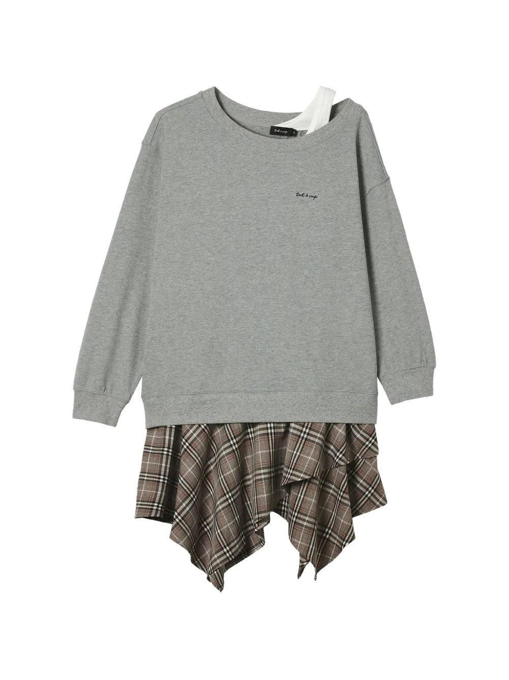 tout a coup layered-effect check-pattern midi dress - Grau
