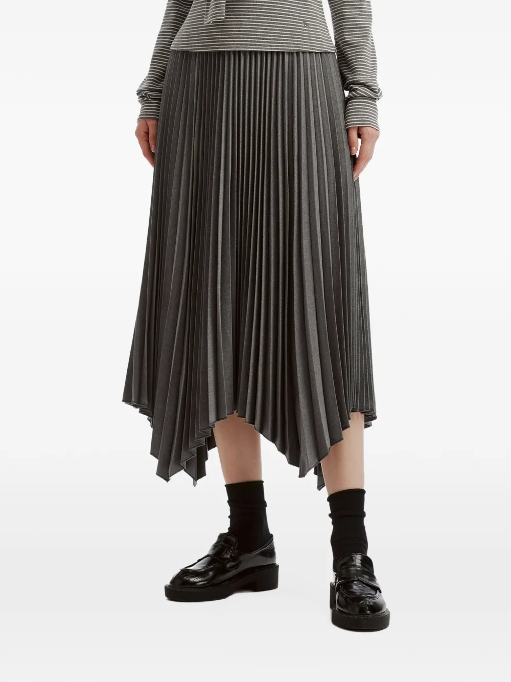 tout a coup pleated handkerchief-hem midi skirt Grijs