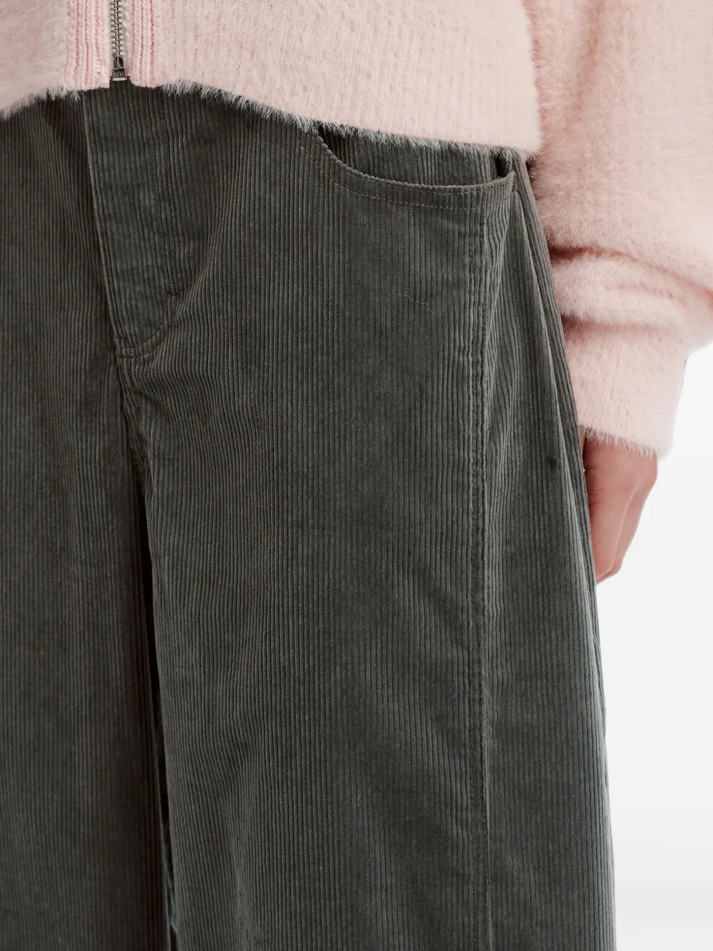 tout a coup Ribfluwelen broek met wijde pijpen Grijs