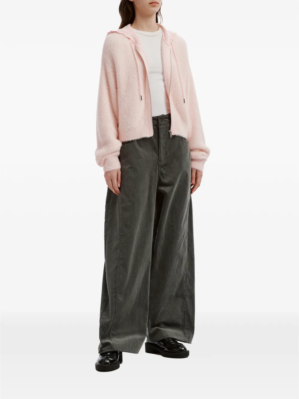 tout a coup Ribfluwelen broek met wijde pijpen Grijs
