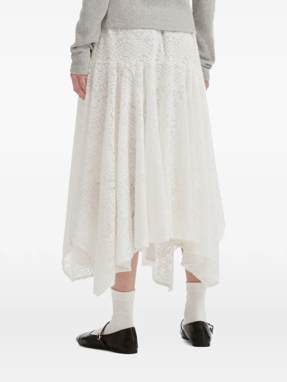 b+ab lace handkerchief-hem midi skirt Wit