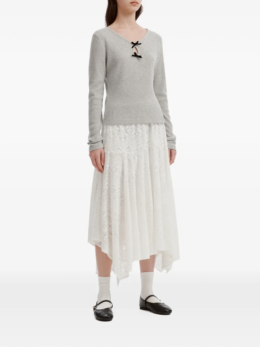 b+ab lace handkerchief-hem midi skirt Wit