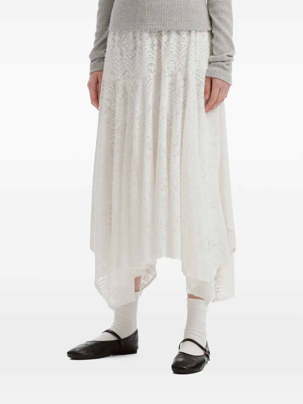 b+ab lace handkerchief-hem midi skirt Wit