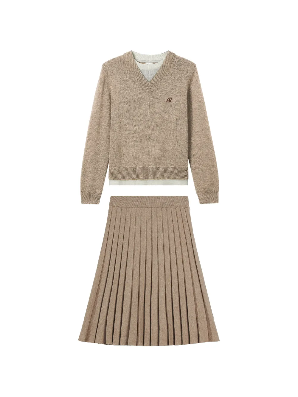 B+ab elasticated-waist pleated midi skirt set (set of two) Beige