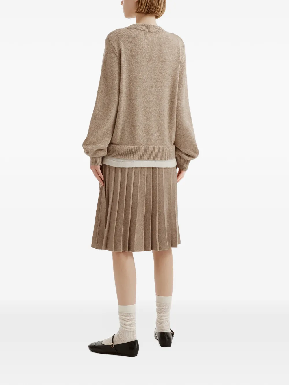 b+ab elasticated-waist pleated midi skirt set (set of two) Beige