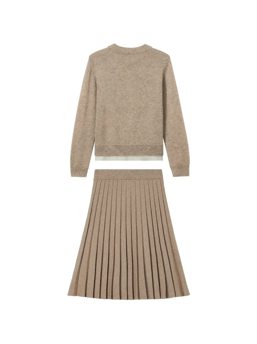 b+ab elasticated-waist pleated midi skirt set (set of two) Beige