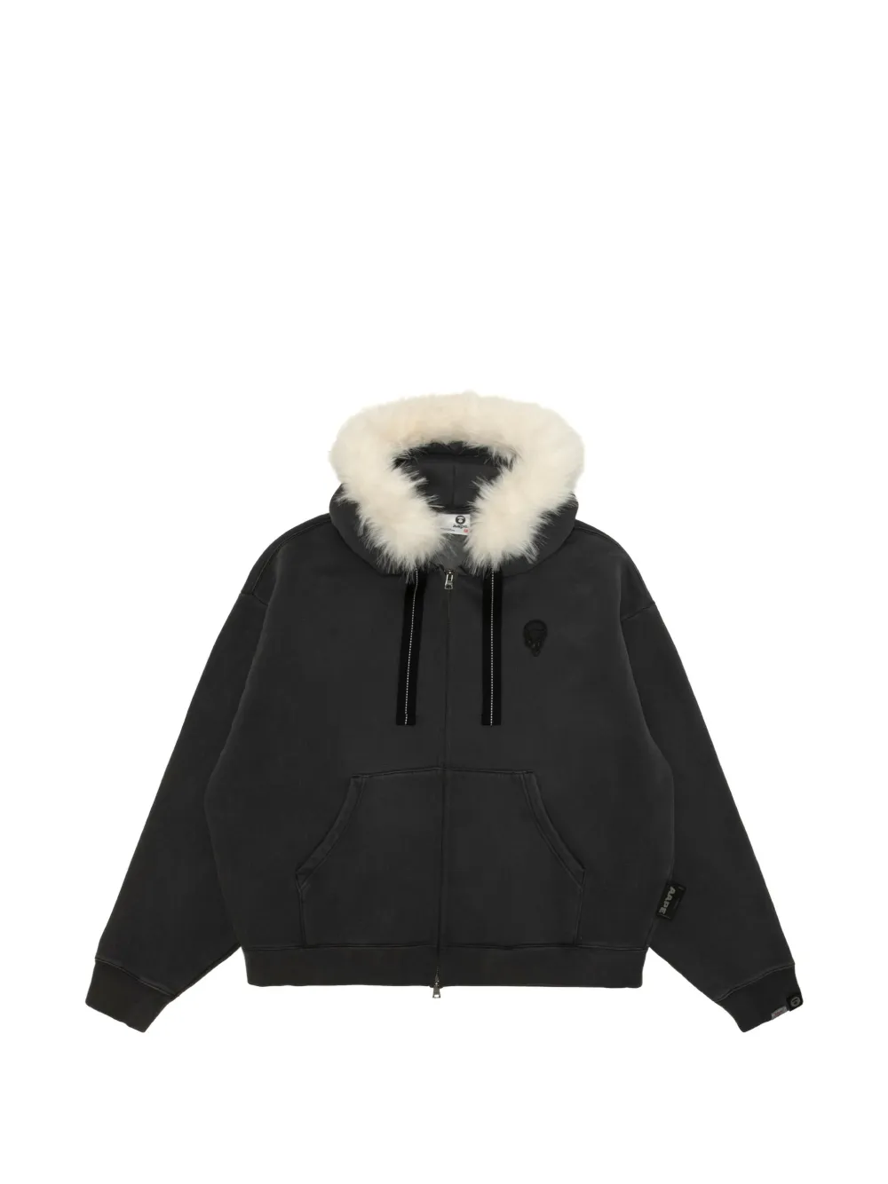AAPE BY *A BATHING APE Aapeunvs faux-fur trim logo-embroidered hoodie Zwart