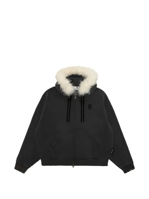 AAPE BY *A BATHING APE® Aapeunvs faux-fur trim logo-embroidered hoodie