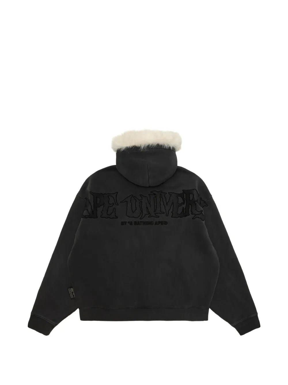 AAPE BY *A BATHING APE Aapeunvs faux-fur trim logo-embroidered hoodie Zwart