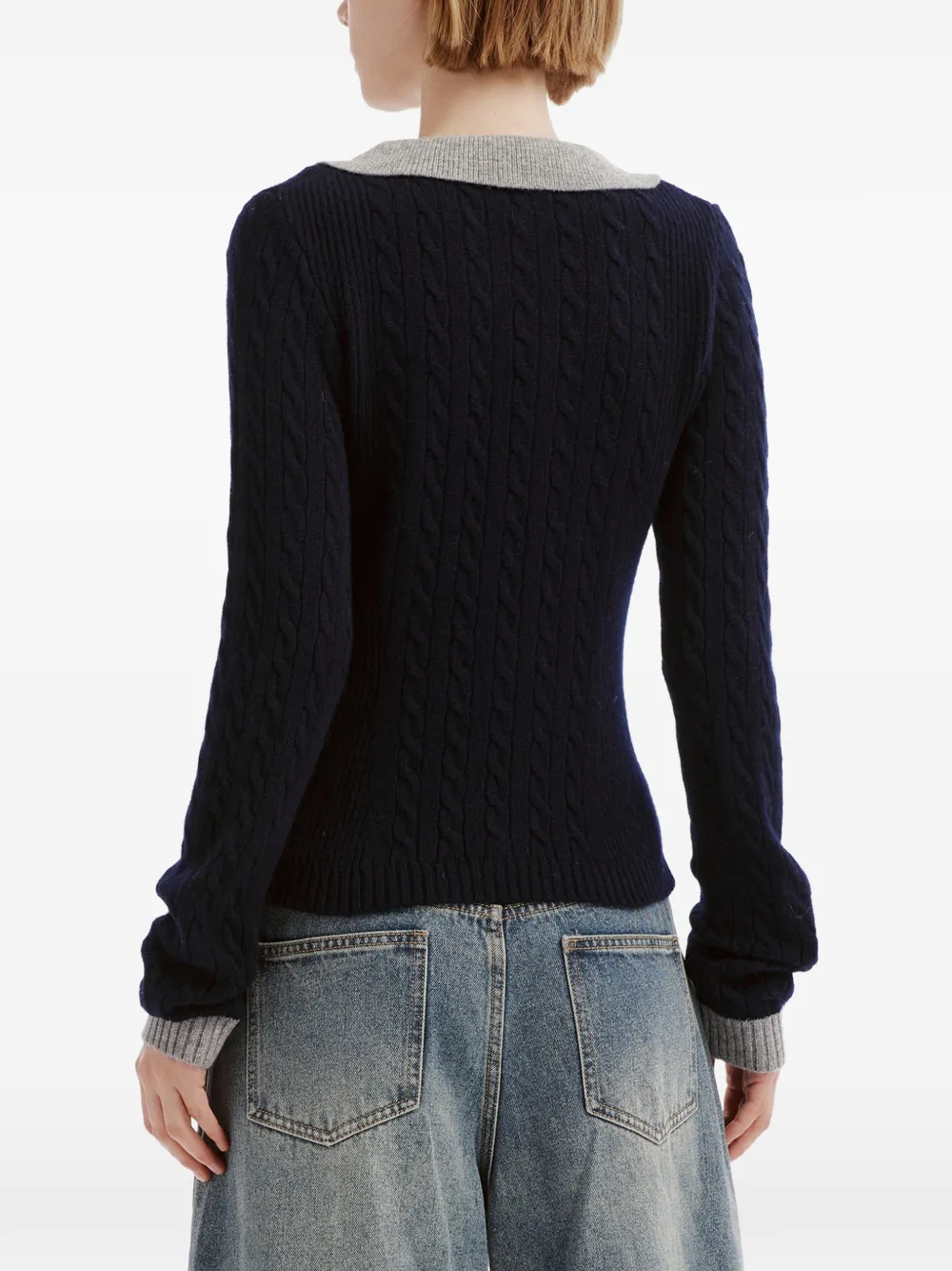 b+ab contrast-collar sweater Blauw