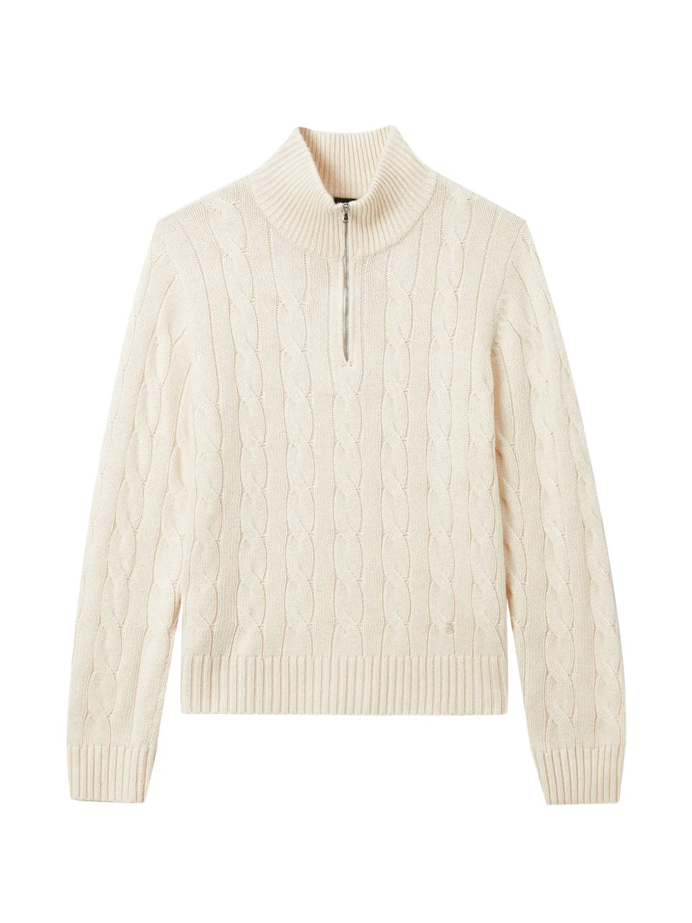 Tout a coup cable-knit quarter-zip sweater Beige