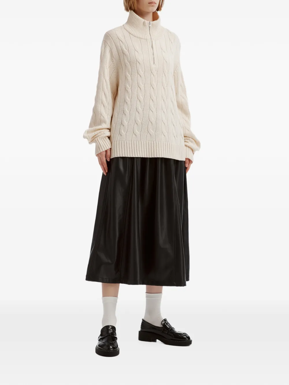 tout a coup cable-knit quarter-zip sweater Beige