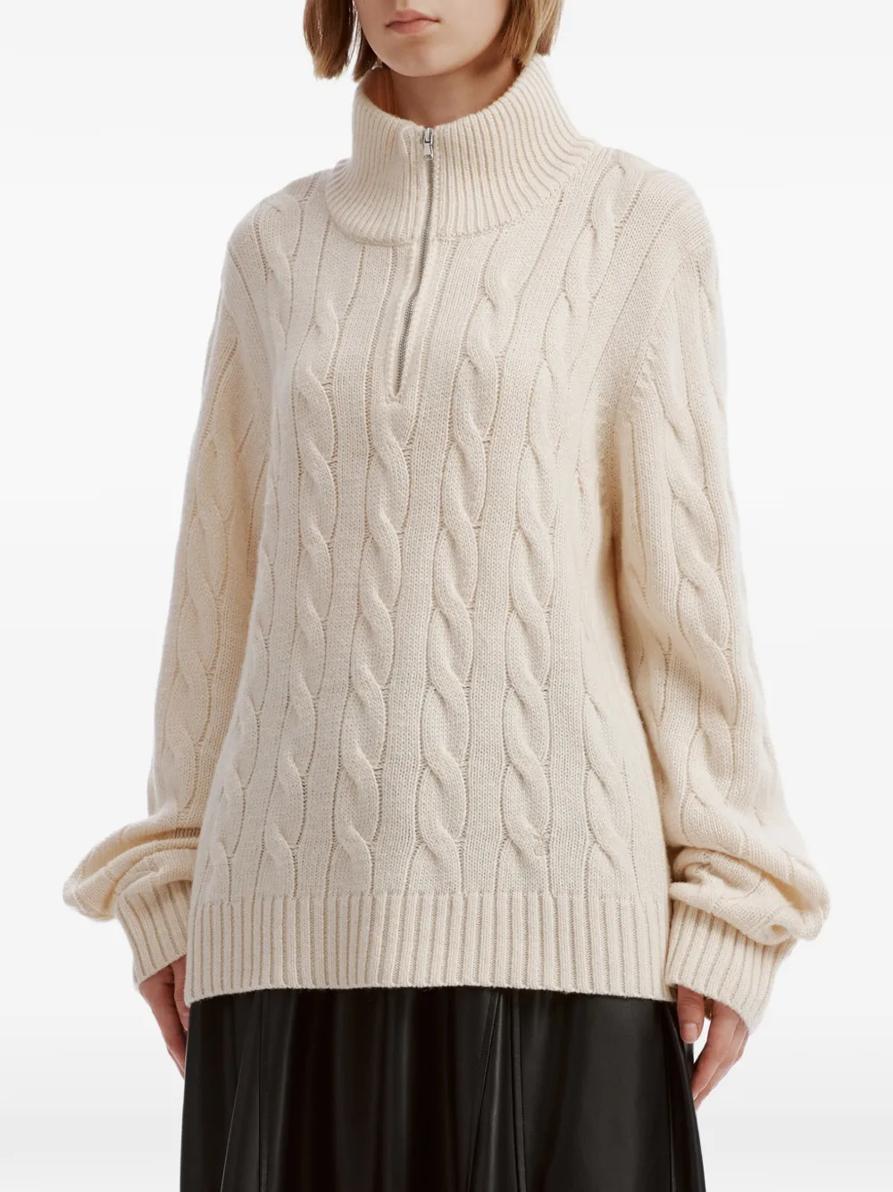 tout a coup cable-knit quarter-zip sweater Beige