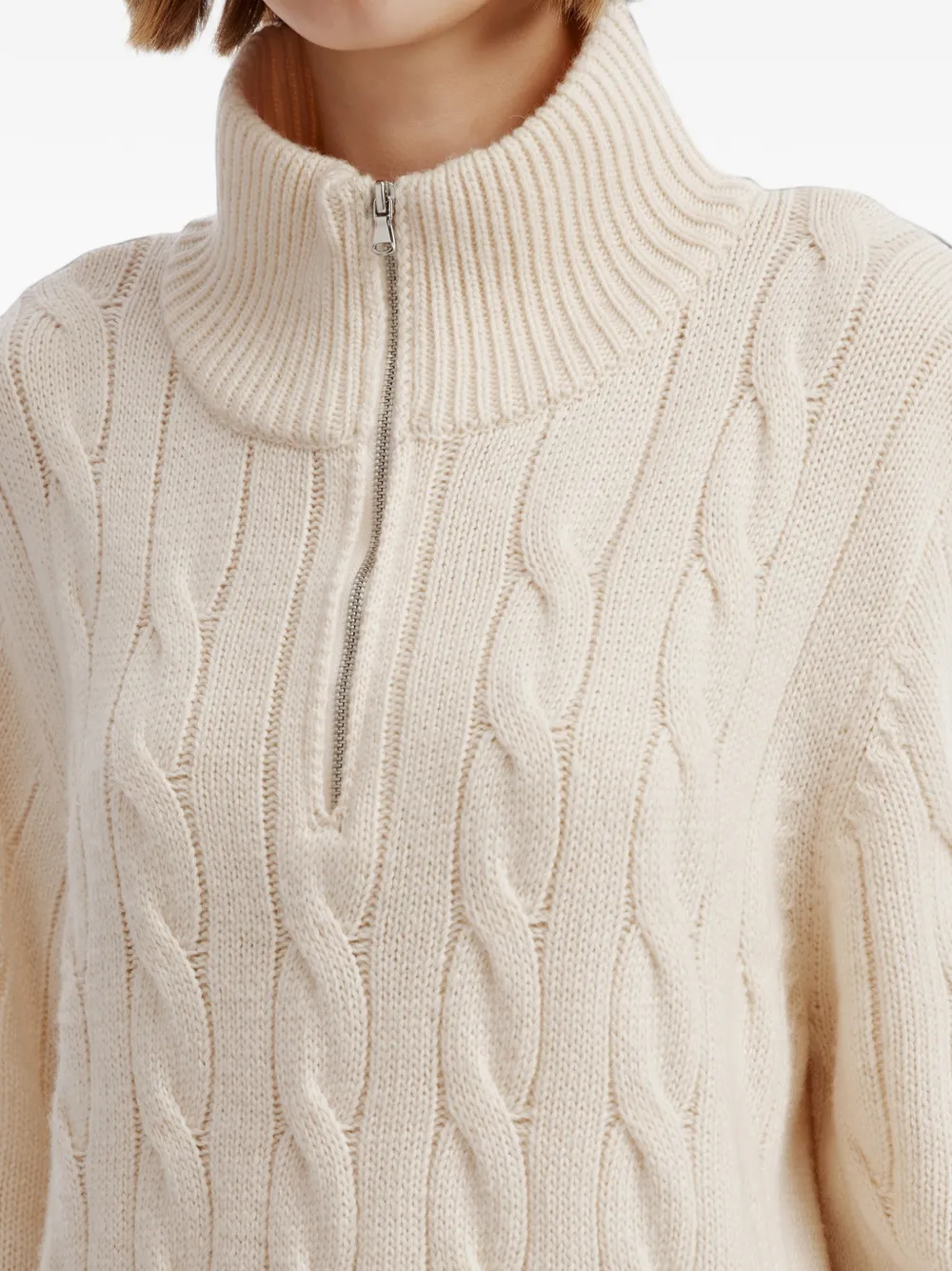 tout a coup cable-knit quarter-zip sweater Beige