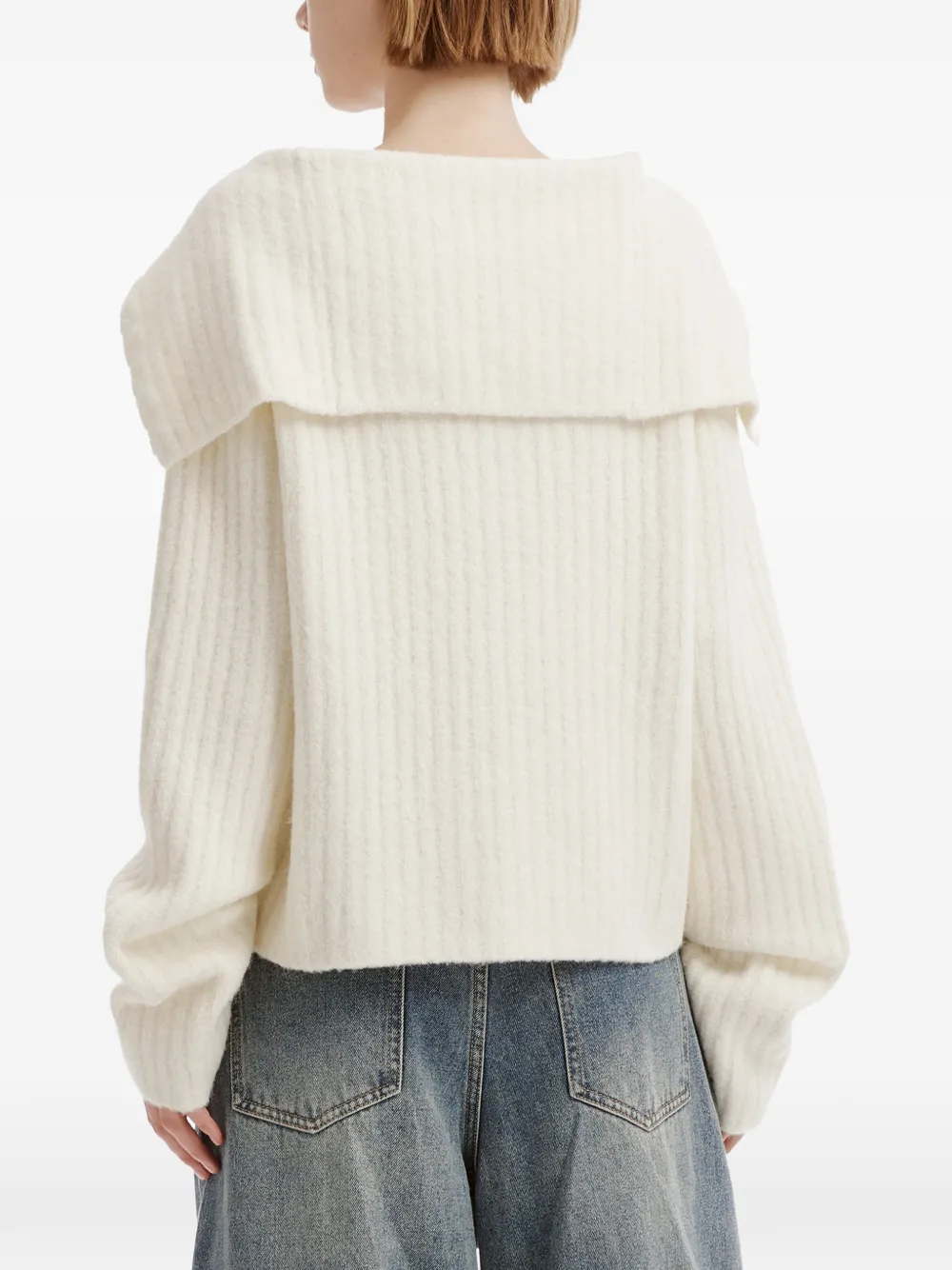 b+ab sailor-collar ribbed-knit cardigan Wit