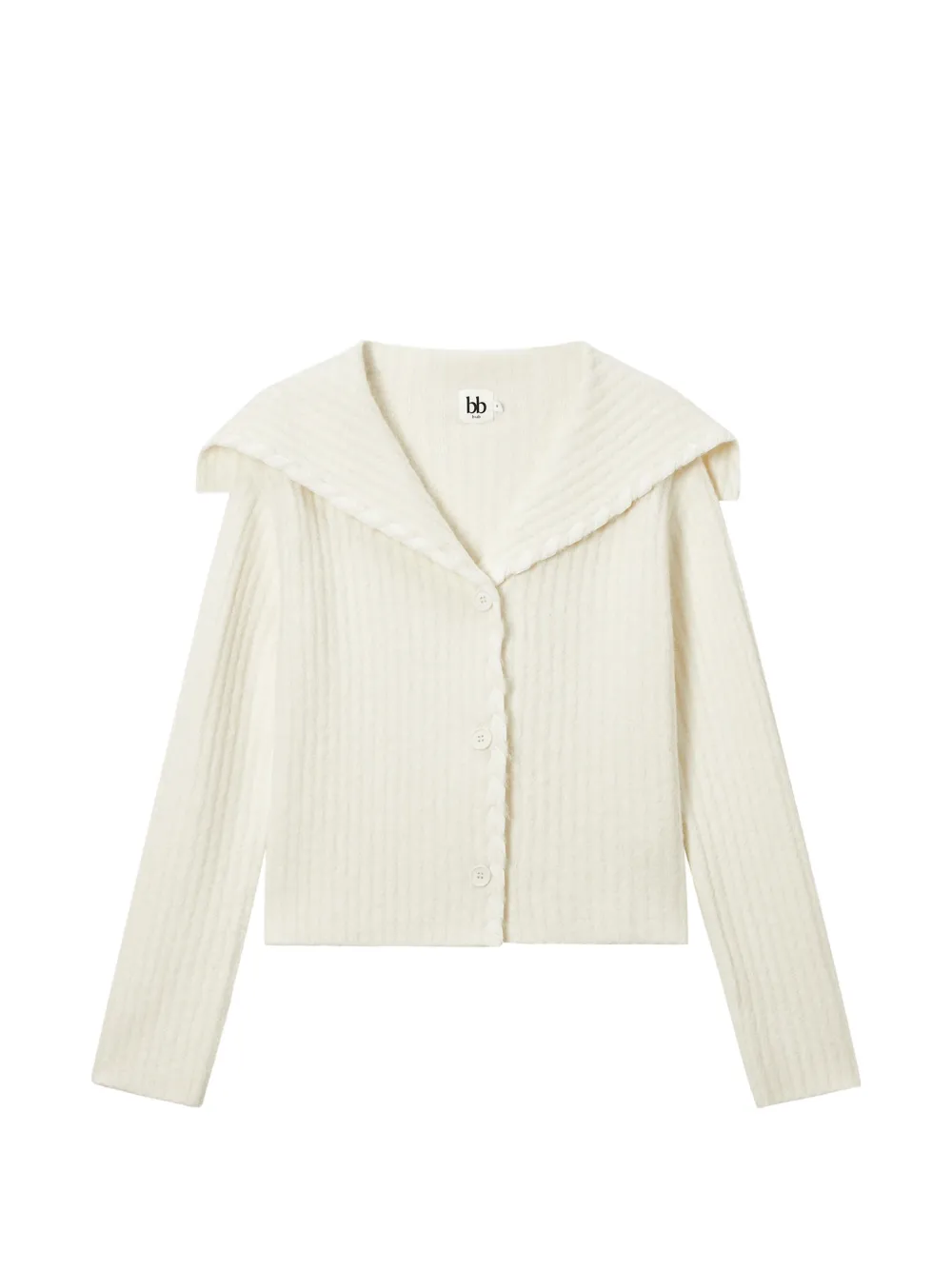 b+ab sailor-collar ribbed-knit cardigan - Bianco