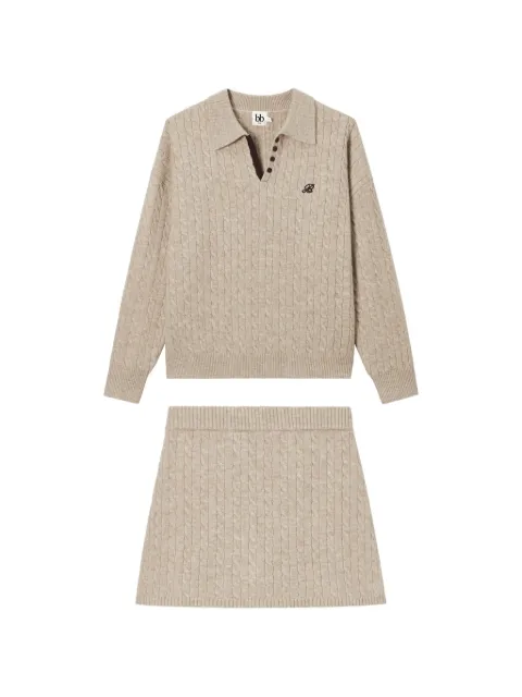 b+ab cable-knit A-line mini skirt set (set of two)