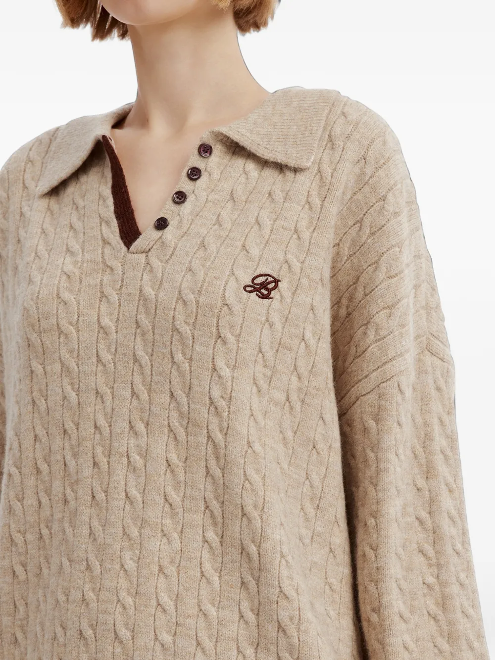 b+ab cable-knit A-line mini skirt set (set of two) Beige