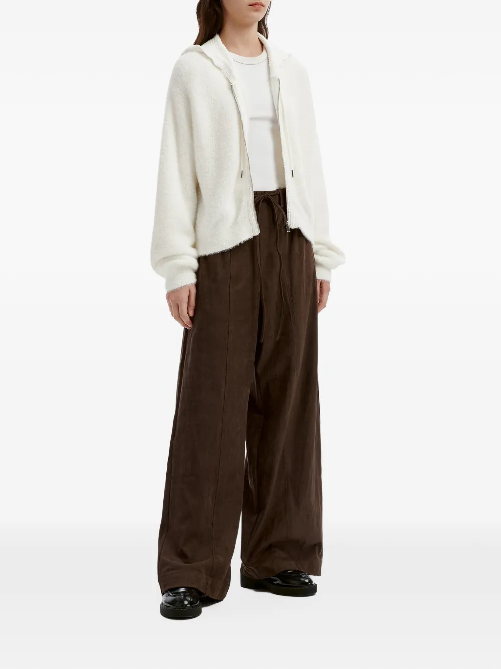 tout a coup zip-up hooded cardigan Wit