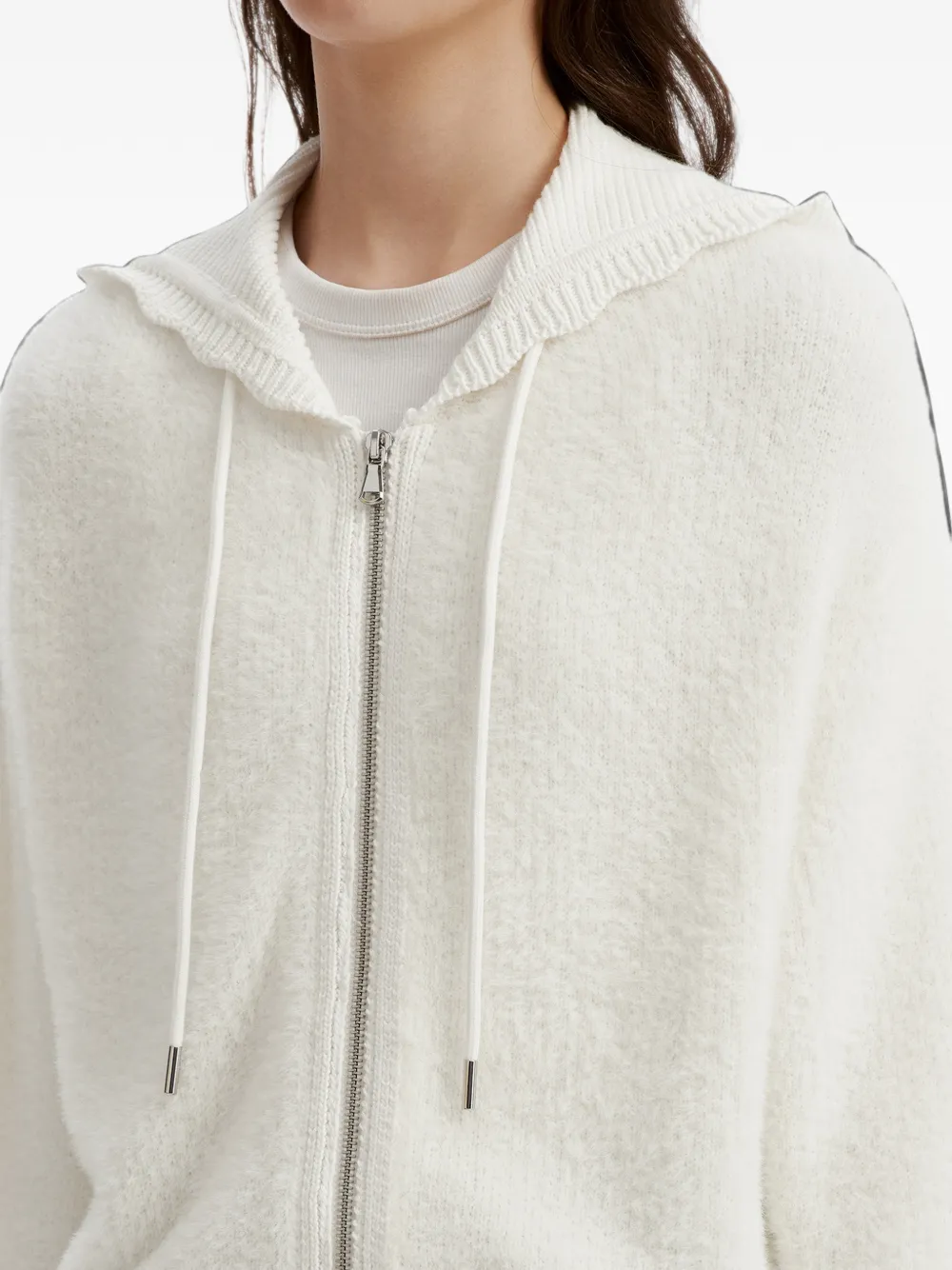 tout a coup zip-up hooded cardigan Wit