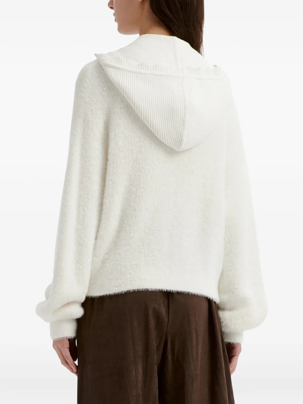tout a coup zip-up hooded cardigan Wit
