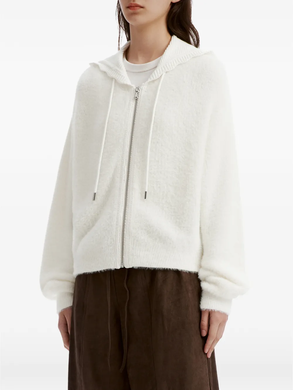 tout a coup zip-up hooded cardigan Wit
