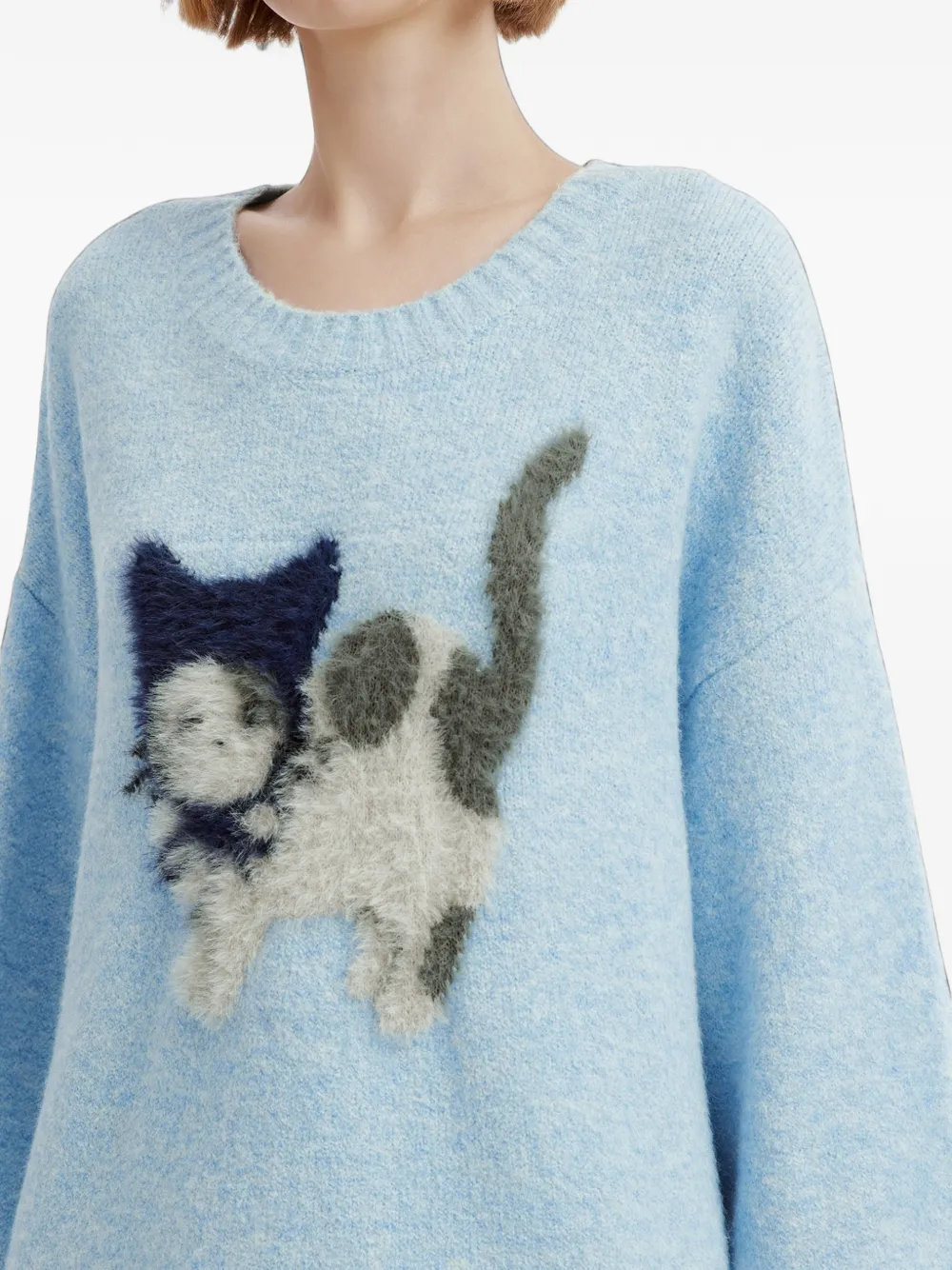 b+ab cat-motif sweater Blauw