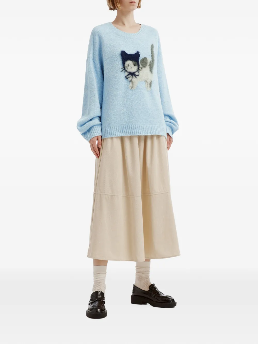 b+ab cat-motif sweater Blauw