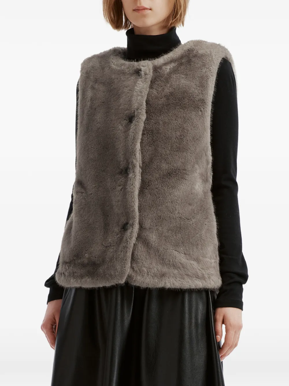 tout a coup faux-fur button-up gilet Grijs