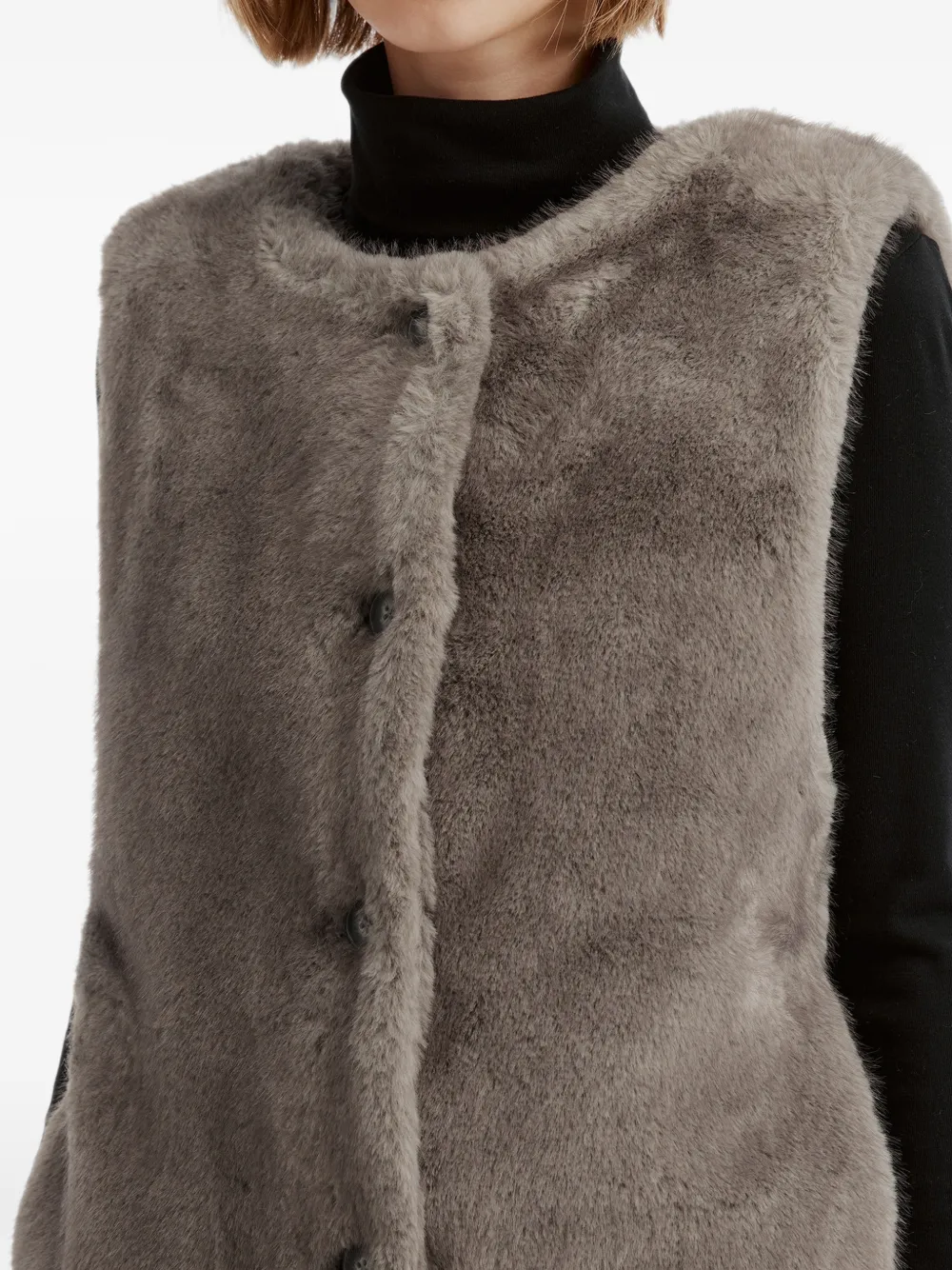 tout a coup faux-fur button-up gilet Grijs