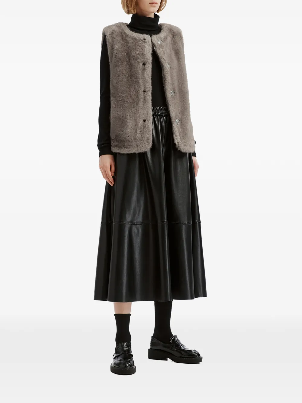 tout a coup faux-fur button-up gilet Grijs