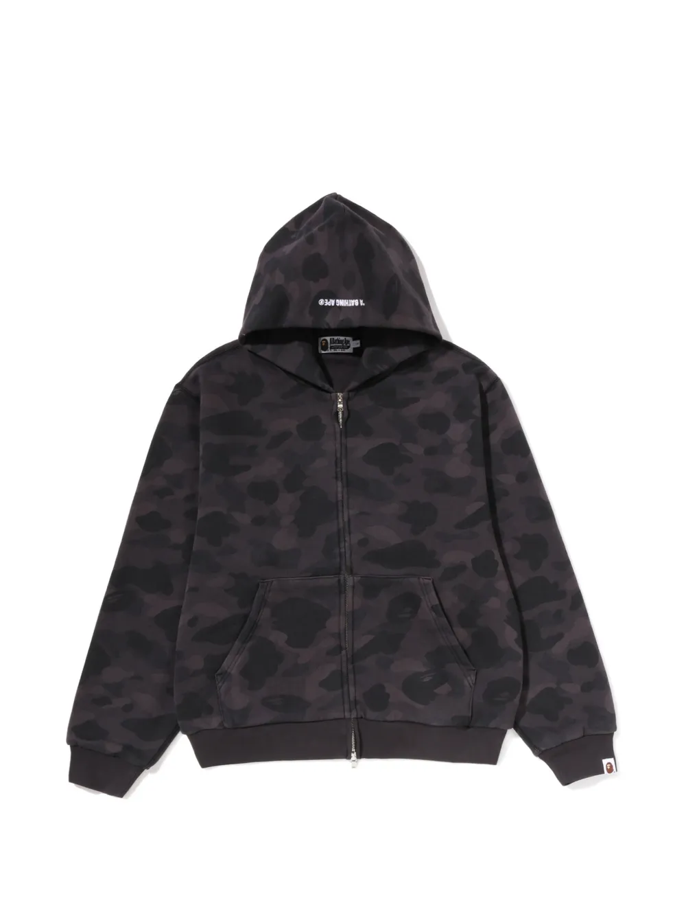A BATHING APE Color Camo heavy washed cropped-fit zip hoodie Zwart