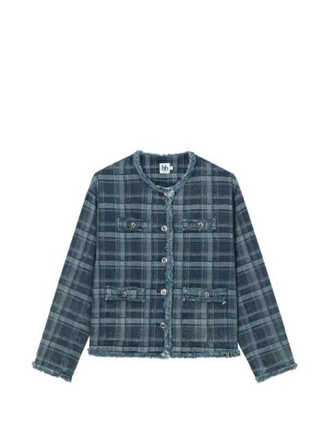 b+ab check-pattern frayed jacket