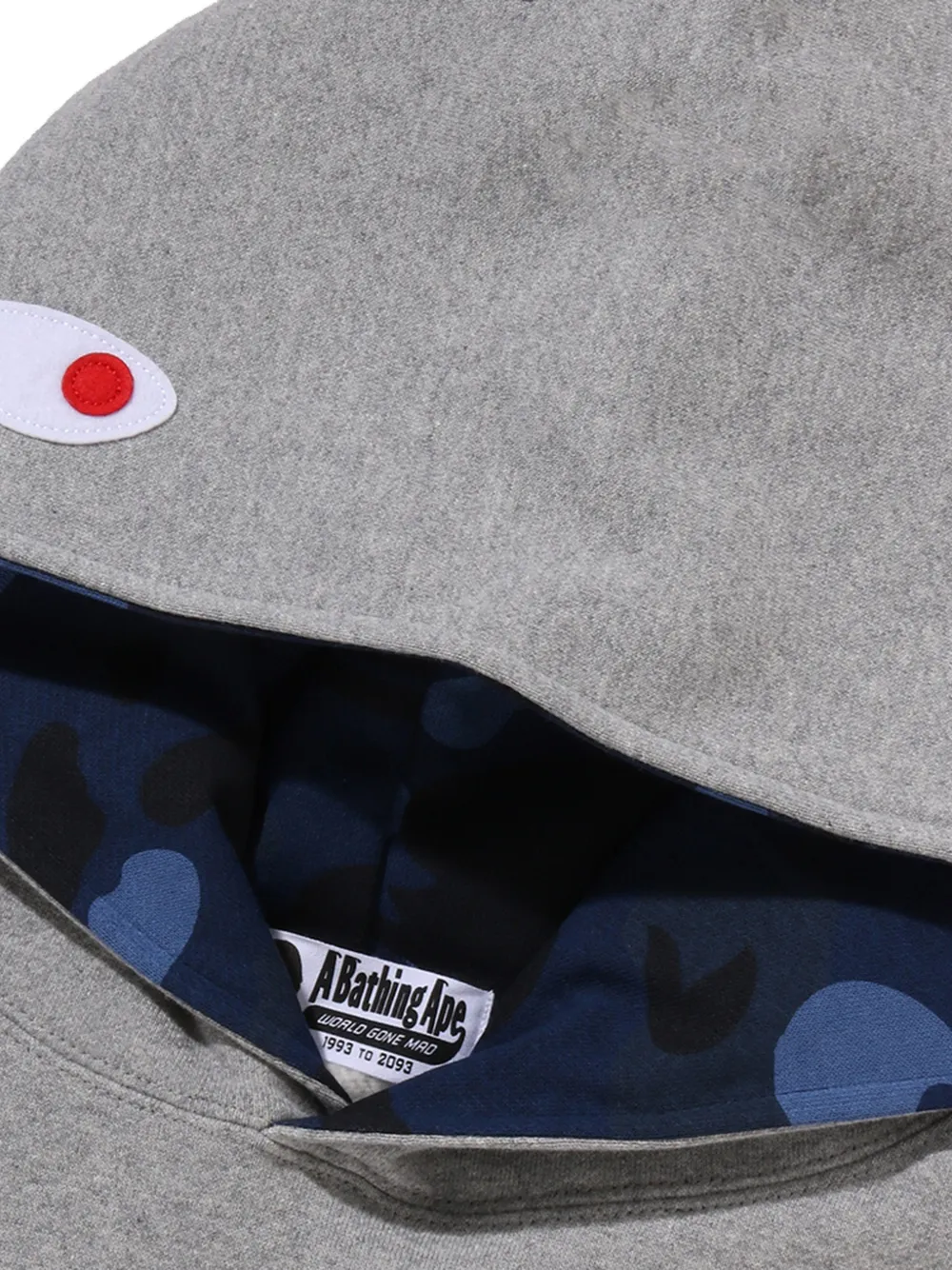 A BATHING APE Shark kangaroo-pocket hoodie Grijs