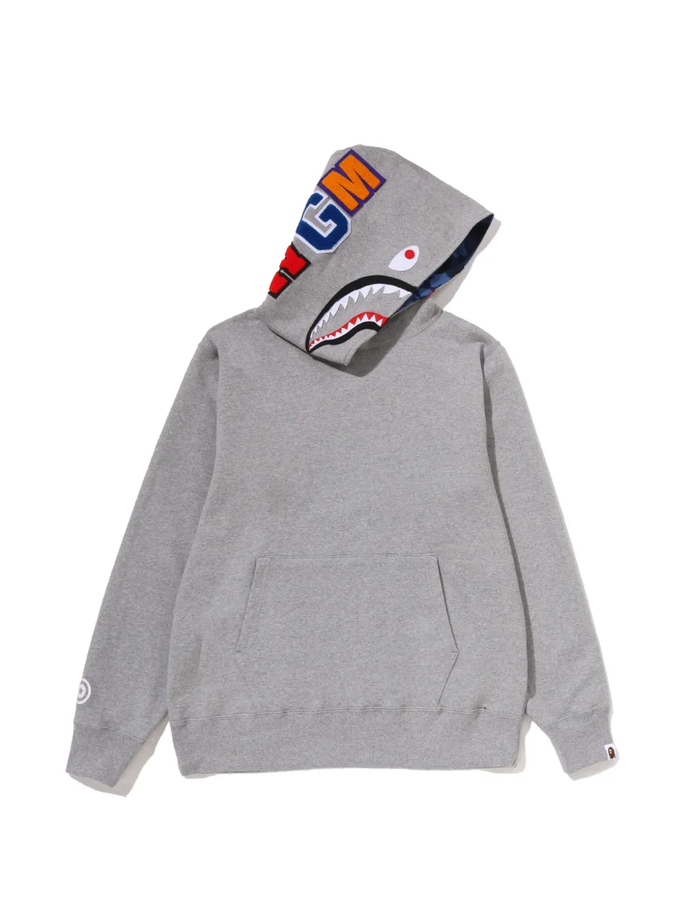 A BATHING APE Shark kangaroo-pocket hoodie Grijs