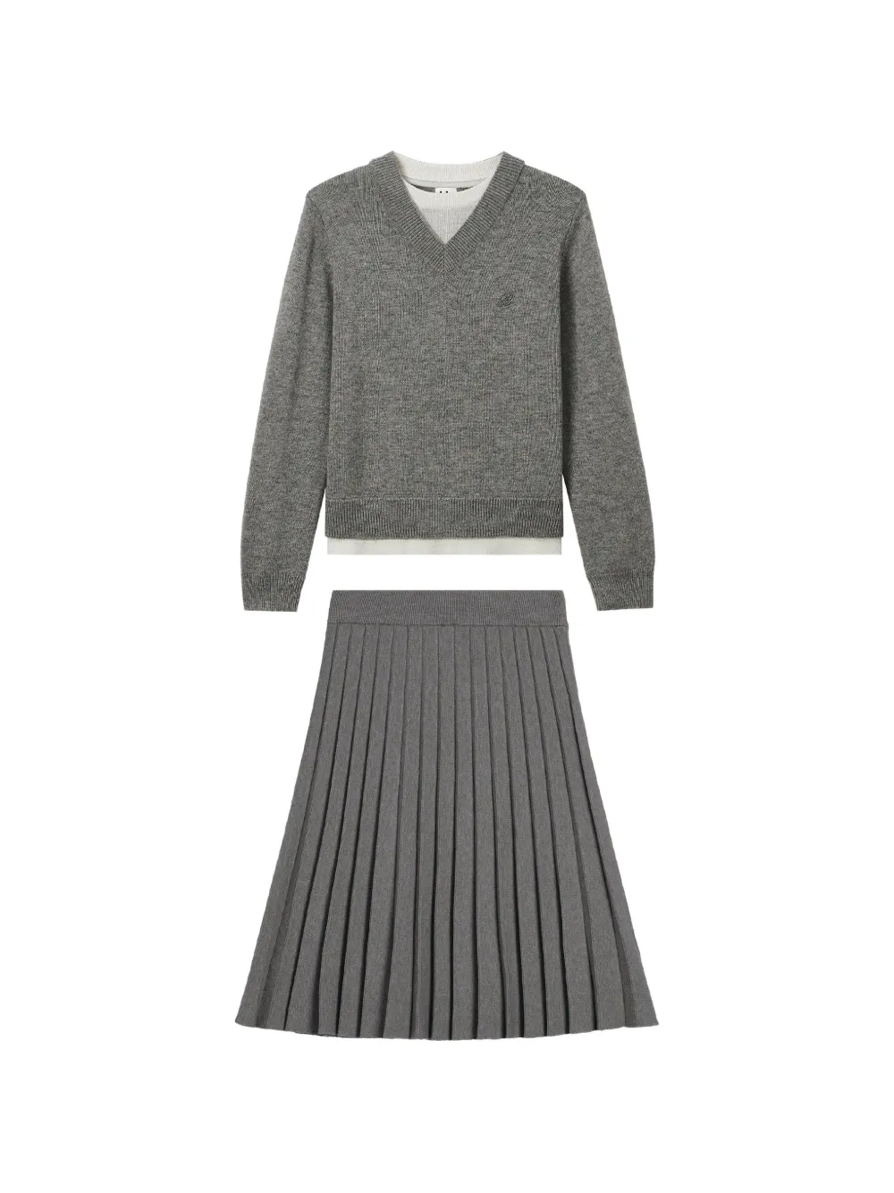 b+ab layered pleated-skirt dress - Grau