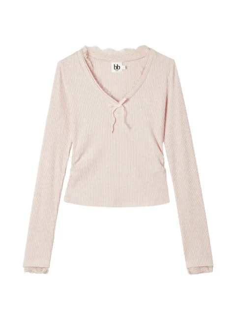 b+ab lace-trim ribbed-knit top