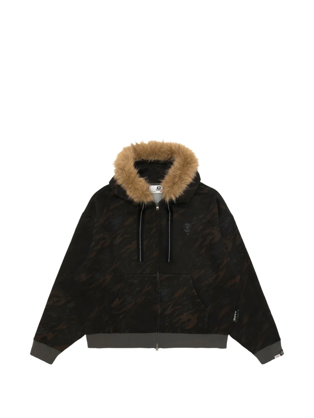 AAPE BY *A BATHING APE Aapeunvs camouflage-print faux-fur-trim hoodie Zwart