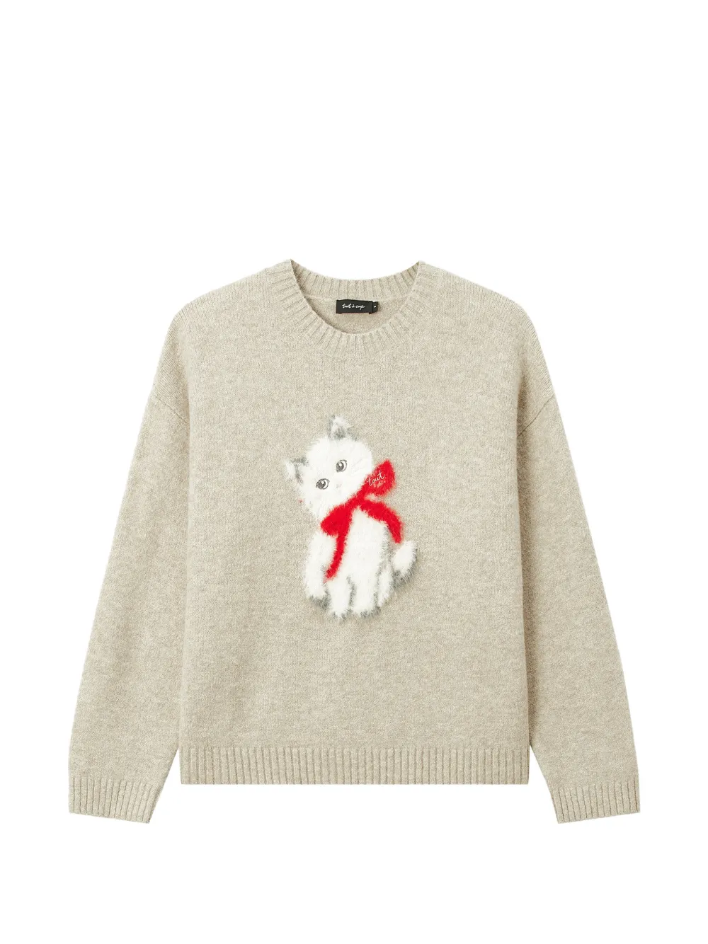 Tout a coup cat-motif sweater Beige
