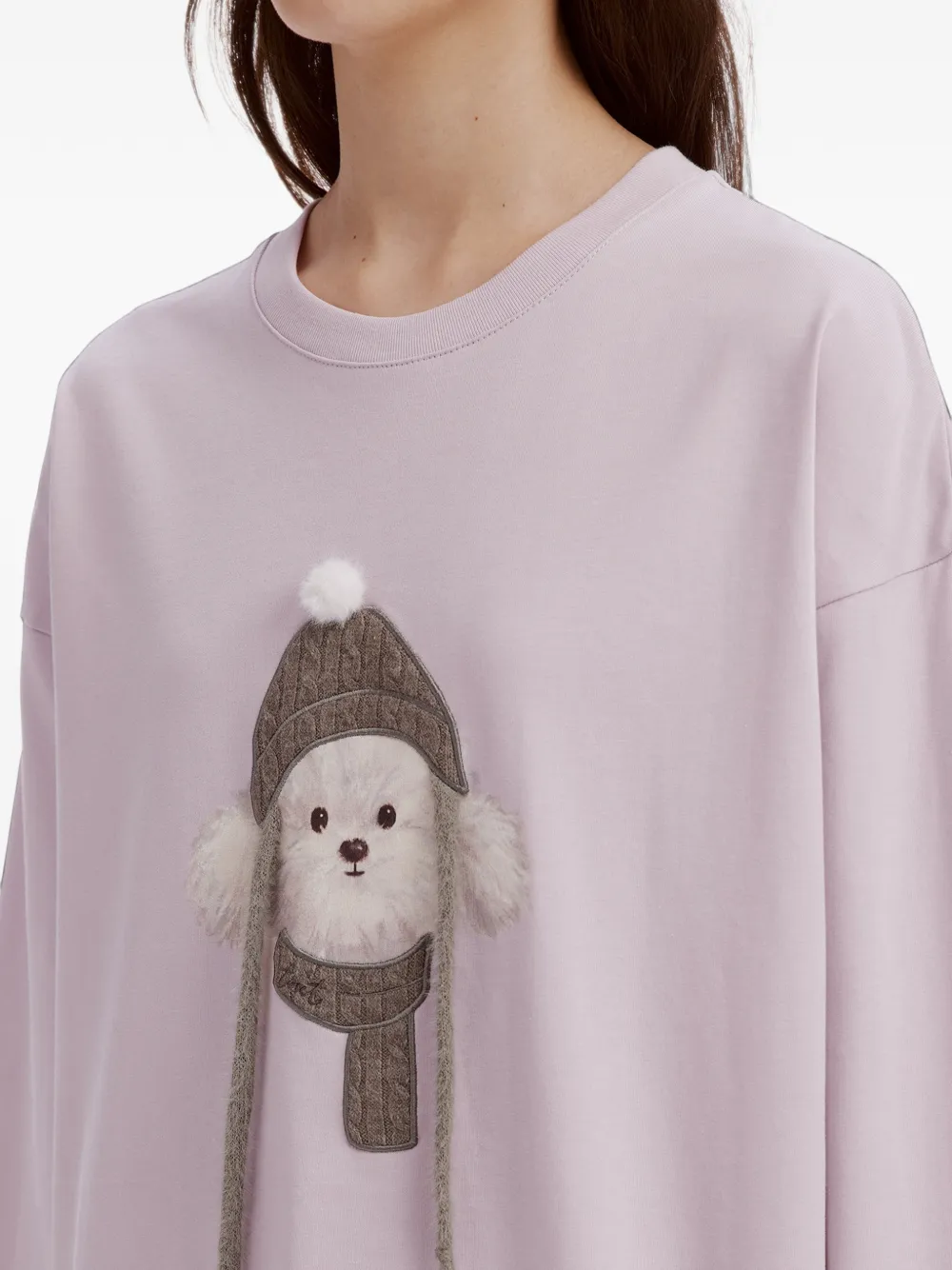 tout a coup dog-print long-sleeve T-shirt Paars